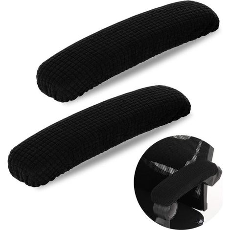 1 par de fundas para reposabrazos de silla de oficina/escritorio, cojín para codos, almohadilla para brazos de silla gamer, color negro (1/5)