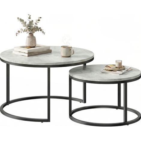 HOMCOM Set 2 Tavolini Impilabili con Base in Metallo Casa