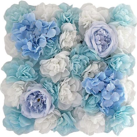 Décoration murale de fleurs artificielles (roses fausses) à faire soi-même, 35 x 35 cm, pour fond de mariagebleu clair (1/5)