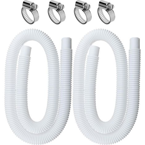 2 Stück Schwimmbadschlauch 32 mm, Schwimmbadschlauch 1,5 m für oberirdisches Schwimmbadzubehör, Ersatzschlauch für Schwimmbadpumpe, Ersatzschlauch für Filter, Schwimmbadzubehör, Ersatzteile (weiß)