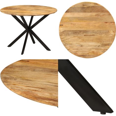 Table à dîner Ø110x78 cm Bois de manguier massif et acier - Table À Manger - Table Ronde - Bois Massif - Manguier - Design Moderne - Home & Living (1/5)