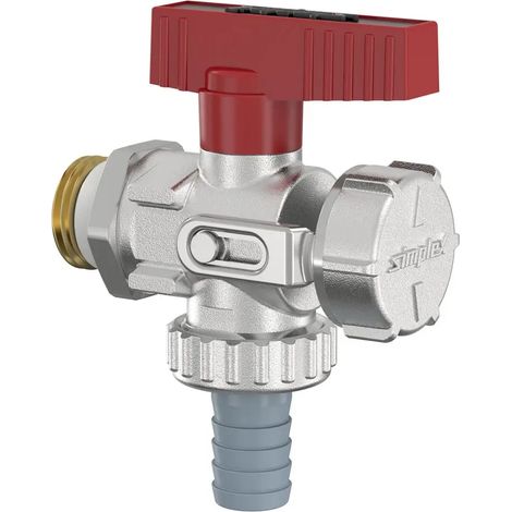 Flamco Rubinetto a sfera KFE ad angolo G1/2a PN16 MS vern. con raccordo portagomma, F10671