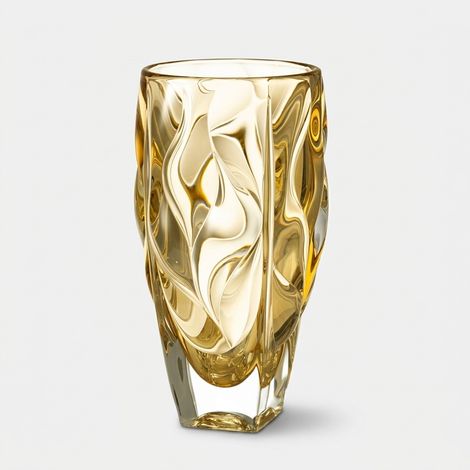 Vaso decorativo in vetro di design trasparente Onde - Giallo (1/2)
