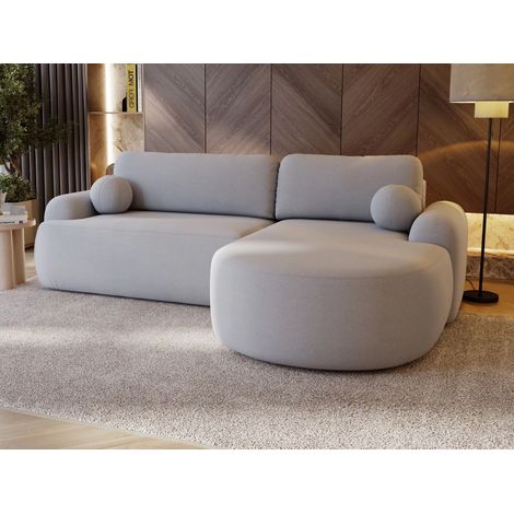 Canapé D'angle Convertible Méridienne Droite Aurio Tissu Velours Gris (1/5)