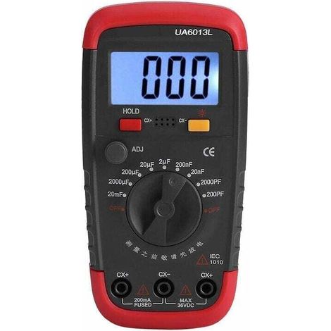 Professionnel Capacimetre, Testeur de numérique condensateur 0,1 pF 20000uF avec capacimètre avec rétroéclairage LCD et veste de protection Max 1999 (1/4)