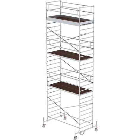 Günzburger Steigtechnik Echafaudage roulant 1,35 x 3 m avec embase roulante et plate-forme double Hauteur de plate-forme 7,45 m - 175736
