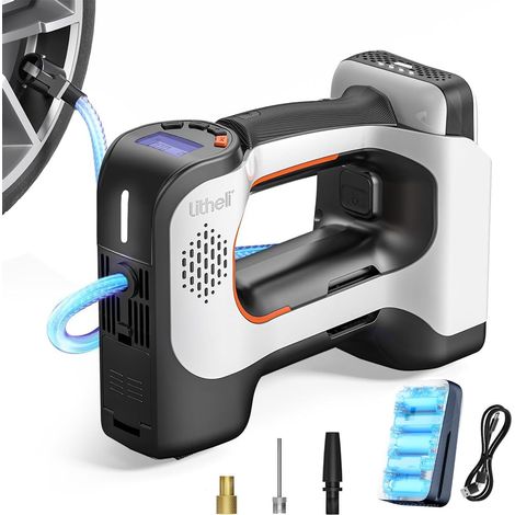 Litheli – Compresseur d'air portable 20V – Gonfleur de pneus 150 PSI – Batterie 4.0Ah – Débit 25L/min – 5 modes de pression préréglés (1/5)