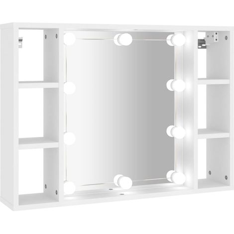 Armario con espejo e iluminación LED 76 x 15 x 55 cm blanco 020006656 (1/5)