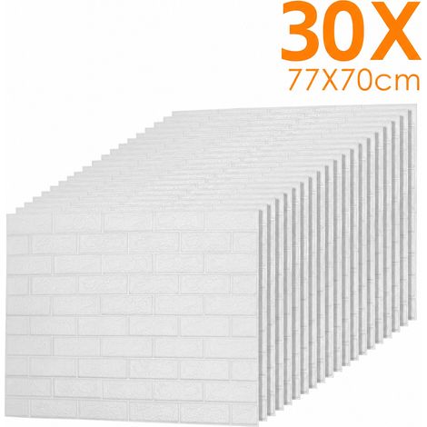 TolleTour 30 Stück 3D Wandpaneele selbstklebend Weiß PE-Schaum 77x70cm