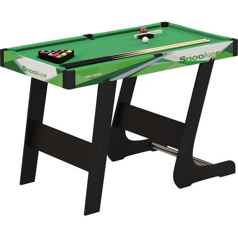 Table de billard verte pliante 104 cm avec 16 boules, 2 queues et craie, jeu design sobre pour famille pratique et loisir