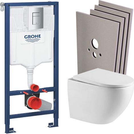 Grohe Rapid SL Pack Bâti-support + WC suspendu + Plaque chrome + Set de montage (RAPIDSL-FUSIONTQ-1-SABO)