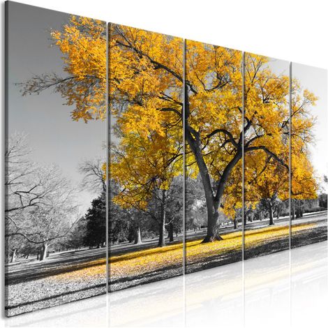 Tableau 5 Panneaux "Autumn in the Park Narrow Gold" 80 x 200 cm (1/2)