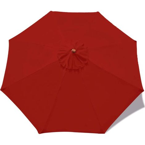 SABIR Housse de Rechange pour Parasol, Toile de Rechange pour Parasol Extérieur, Anti-Ultraviolet, Imperméable Parasol de Jardin Terrasse, 2 m/6 Bras ，Rouge (1/5)