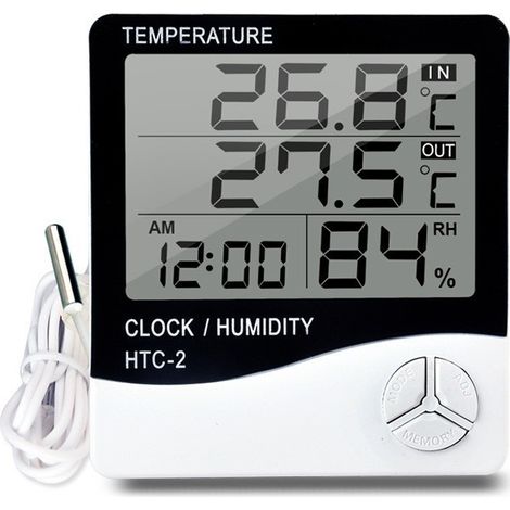 Thermomètre hygromètre numérique, moniteur d'humidité de température intérieure et extérieure, bureau à domicile température jauge d'humidité mètre - écran lcd (1/5)