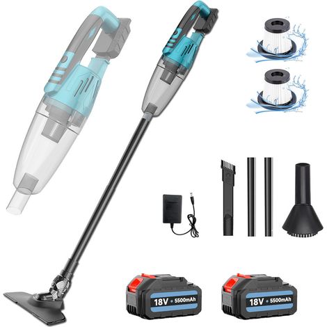 Handstaubsauger ohne Kabel – Leichter Autostaubsauger – 10 KPA starke Saugleistung, wasserdichter HEPA-Filter – für Auto, Sofa, Haustier, Eckenreinigung, 2 x 5,5 A Akku, kompatibel mit Makita-Akku