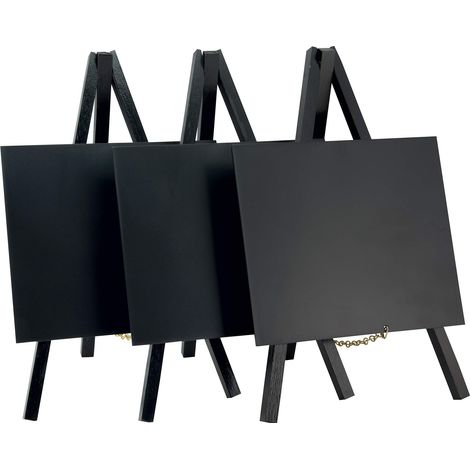 Securit-Lavagna a gesso da tavolo con treppiede, laccata, legno, nero, Mini, 24 x 15 cm, Set da 3 (1/5)