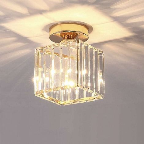 Moderne Deckenleuchte, Kronleuchter aus Kristall und Metall, Lampenschirm, LED-Pendelleuchte, Beleuchtung, E27, quadratische Deckenleuchte für Schlafzimmer, Wohnzimmer, Flur, Küche, Badezimmer, Esszim