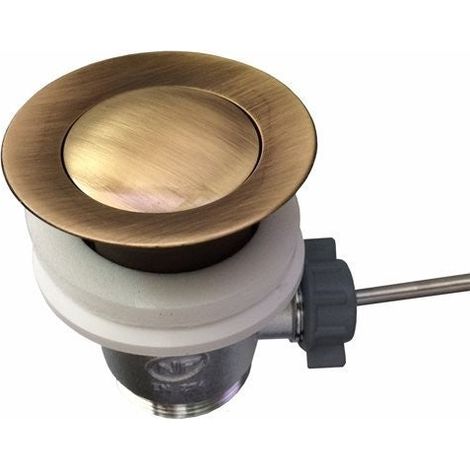 Vidage clapet classique à tirette, 1 1/4 bronze, vieux laiton (1/2)
