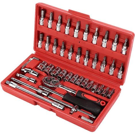 Kit de 46 clés à douille à cliquet 1/4" (métrique) pour la réparation automobile et de garage (1/5)