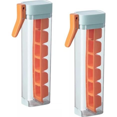 Nuove vaschette per cubetti di ghiaccio, 6 scomparti, scongelamento e pressatura facili con una sola mano, con coperchio, stampi per cubetti di ghiaccio a pressione, set da 2 (1/4)