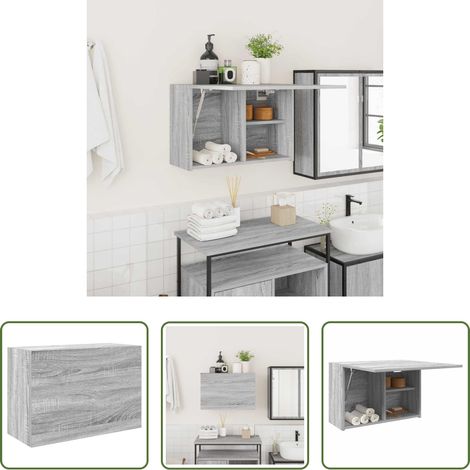 vidaXL Wand Schrank - Bad-Wandschrank Grau Sonoma 60x25x40 cm Holzwerkstoff (1/5)