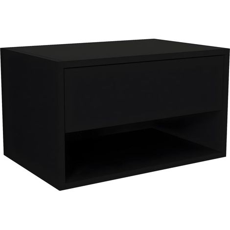 Table de chevet suspendue - 1 tiroir et 1 niche - Noir - RITAMI (1/5)