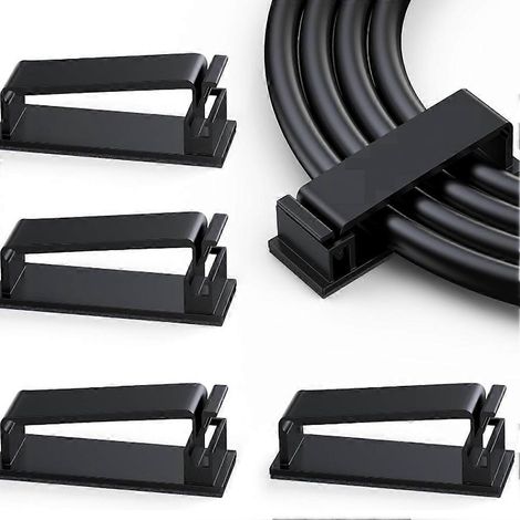 Lot de 50 attaches-câbles adhésives noires résistantespour une gestion optimale des câbles. (1/5)