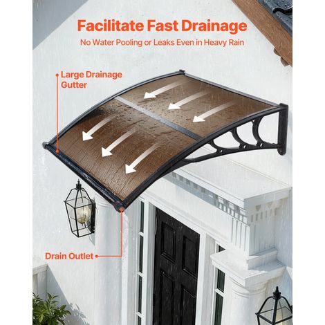 Auvent de Porte d'Entrée 96,5x101,7 cm Marquise de Porte Extérieur Polycarbonate pour Fenêtres de Porches Balcons, Protection contr… (1/5)