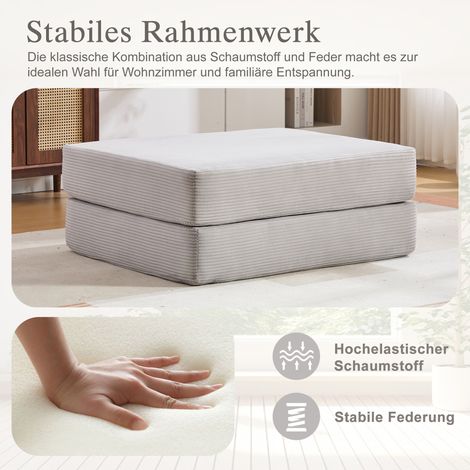 Fauteuil à compression en velours côtelé cadre métallique solide. Conception ergonomique,rembourrage épais modulable avec poche et coussin. (1/5)