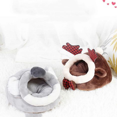 Lit d'hiver en peluche pour hamster nain - Petite maison pour hamster nain - XL - Gris (1/4)