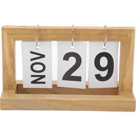 Kleiner Tischkalender aus Holz, Monate und Daten separat, elegantes und praktisches Flipchart, Tischdekoration (1/5)