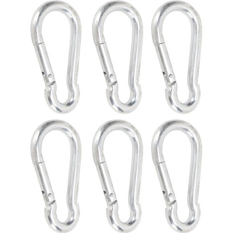 Ortviai Mousqueton à Fermeture Rapide en Fer Galvanisé – 6 Pièces, 80 mm, pour Escalade, Levage et Secours
