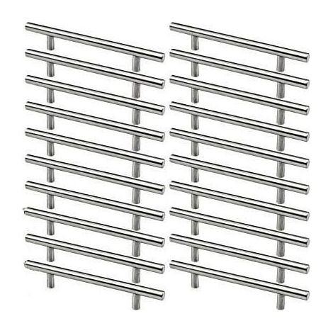 20pcs Stainless Steel Kitchen Cabinet Handles, 128mm Hole Spacing, Brushed Steel T-Bar Handle for Cabinet Door (1/5)