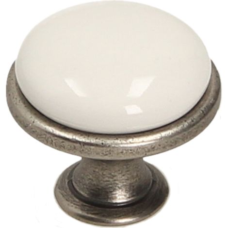 Pomo GP19, níquel patinado, porcelana WHT-0 (1/2)