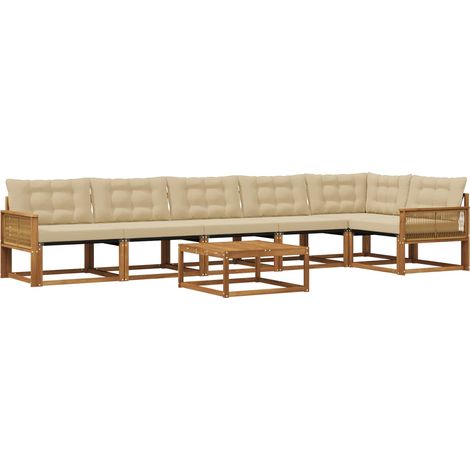 Outdoor Sofa Set with Cushion 7 pcs Natural and Beige vidaXL (1/5)