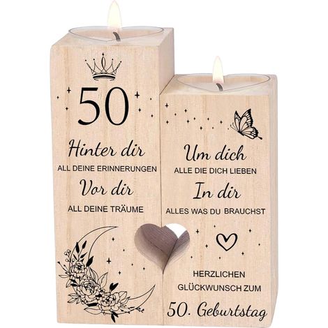 50. Geburtstag Frau Kerzenständer Geschenkideen Vater Mama Freundin (1/5)