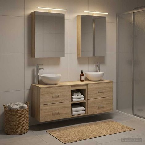 vidaXL Juego de Muebles de Baño 5 uds. Roble Sonoma (1/5)