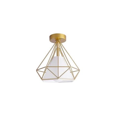 Lampadario industriale vintage a sospensione in metallo nero e oro con attacco E27, lampadario moderno, per corridoio, cucina, hotel, ristorante, bar. (oro)-Crezuo