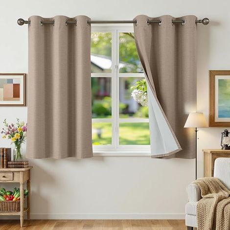 Linen Thermal Insulated Blackout Curtain Set Curtains with Eyelets Window Linen Anti Phonic Noise Bedroom Decoration Living Room Blackout Curtains