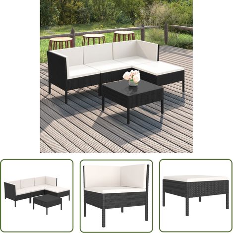 Salon de jardin 5 pcs Contemporain, Ensemble repas de jardin, avec coussins Résine tressée Noir OIB2114E (1/5)