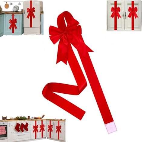 1 ruban décoratif de Noël - Nœud décoratif à suspendre pour porte de placard ou fenêtre - Ruban rouge de Noël pour porte de placard - Grand nœud - Nœud pour couronne ou sapin de Noël - Matériel d'emba (1/5)