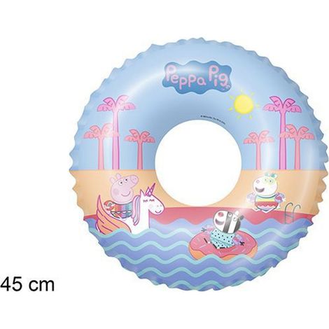 Trade Shop - Aufblasbarer Ring Peppa Pig Meer Pool Schwimmen für Kinder Rettungsring 45 cm -