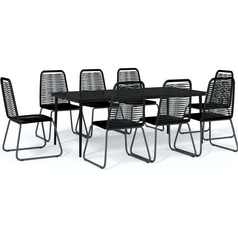 Maison Exclusive - Set da Pranzo per Giardino 9 pz con Cuscini Nero (1/5)