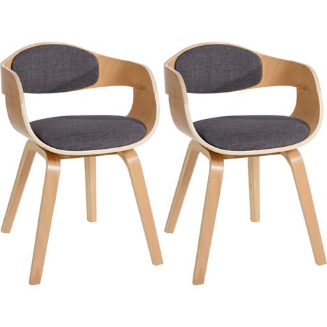 Lot de 2 chaises de salle à manger design scandinave en tissu gris clair et structure en bois clair 100001722