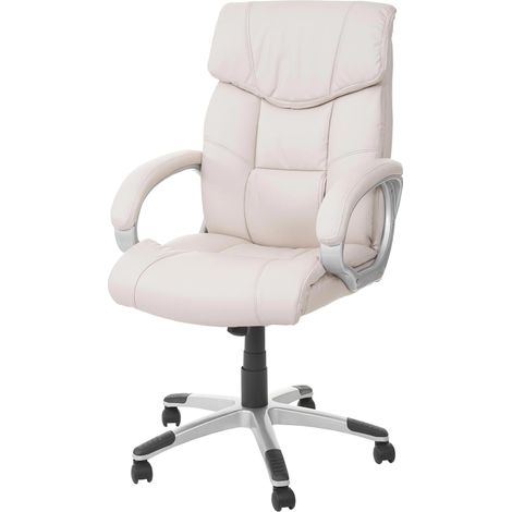 [NON UTILIZZATO] Poltrona sedia ufficio girevole regolabile HHG-052 design moderno ecopelle avorio