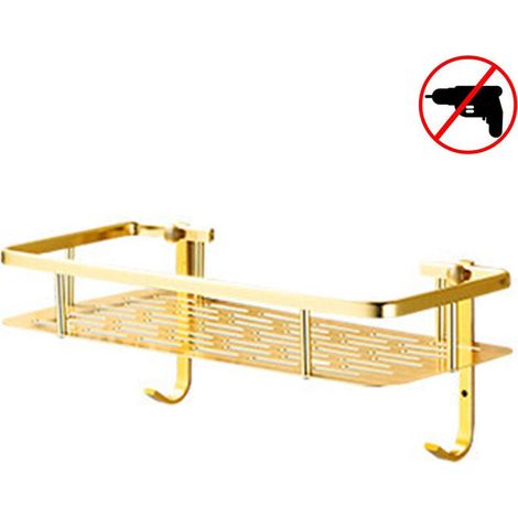 Support de salle de bain sans poinçon WC WC mural monocouche avec crochet or modèles à double usage sans poinçon / poinçon (1/5)
