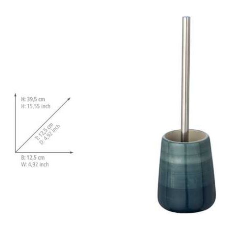 Wenko 22648100 Pottery – Spazzola WC in ceramica Petrolio 12,5 x 12,5 x 39,5 cm