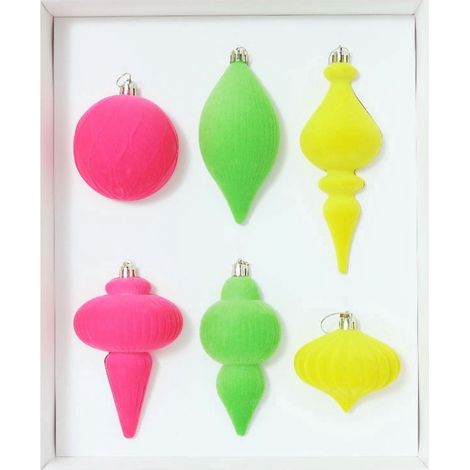 Boules De Noël - Boules En Velours Flocké Asymétriques - Décoration Arbre De Noël Intérieur - Lot De 6 (1/5)