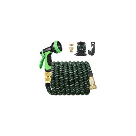 Tuyau Arrosage Extensible 30m 100ft Tuyau D’arrosage Retractable avec Support et Pistolet Arrosage 9 Fonctions Raccords en Laiton (1/5)