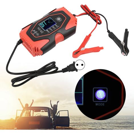 Chargeurs de batteries pour voitures et motos, chargeurs de batteries au lithium et au plomb-acide, réparation de charge avec fonction mémoire (large plage de tension : 100-240 V), norme européenne. (1/5)